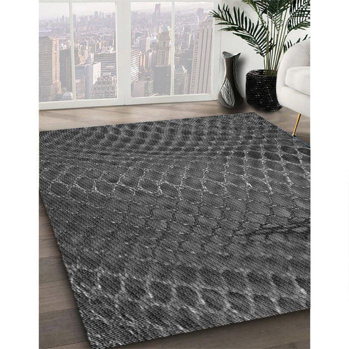 Machine Washable Transitional Dark Gray Black Rug in a Family Room, wshpat2106gry