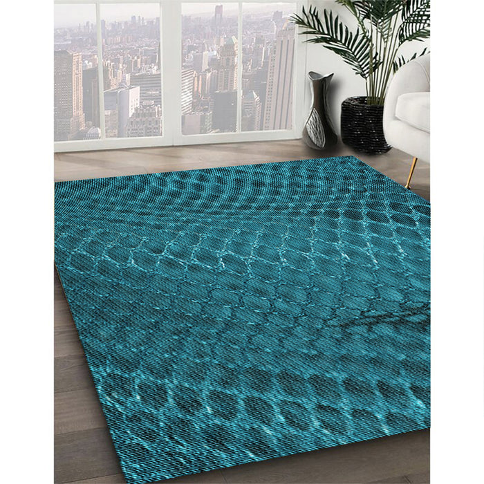 Machine Washable Transitional Dark Turquoise Green Rug in a Family Room, wshpat2106lblu