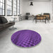 Round Patterned Bright Purple Rug in a Office, pat2106pur