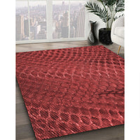 Patterned Tomato Red Rug, pat2106rd