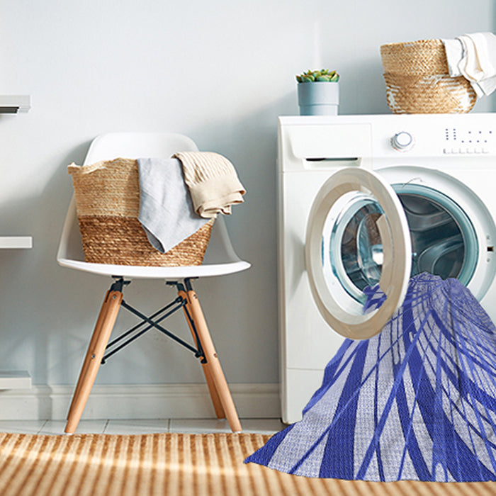 Machine Washable Transitional Blue Rug in a Washing Machine, wshpat2107blu