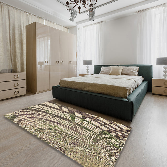Round Machine Washable Transitional Coffee Brown Rug in a Office, wshpat2107brn