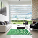 Square Patterned Green Rug in a Living Room, pat2107grn