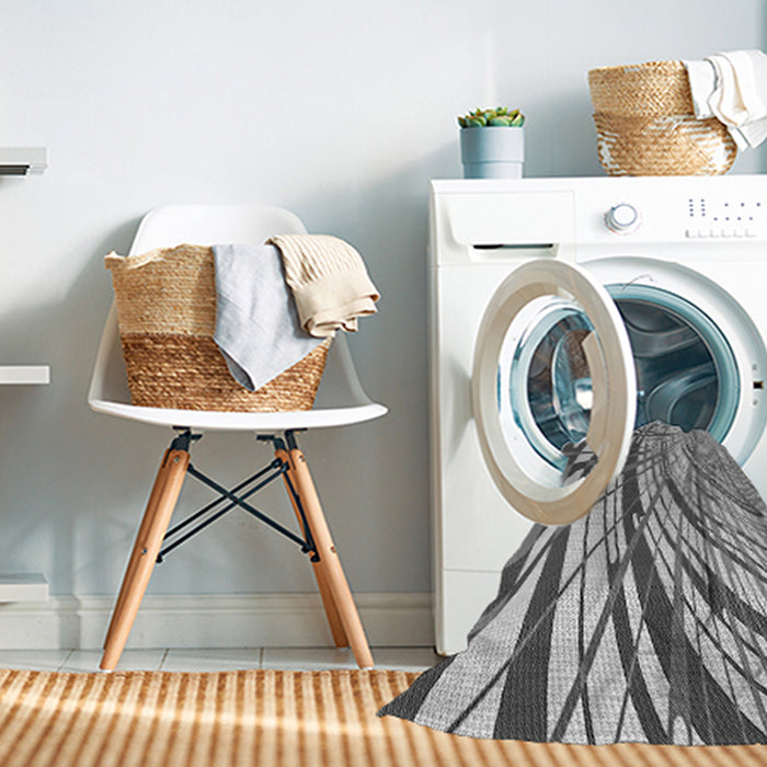 Machine Washable Transitional Platinum Silver Gray Rug in a Washing Machine, wshpat2107gry