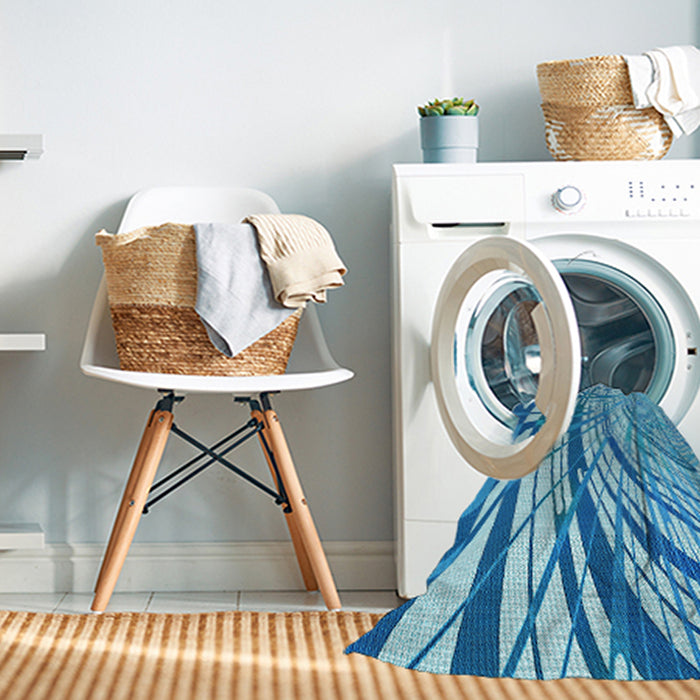 Machine Washable Transitional Blue Rug in a Washing Machine, wshpat2107lblu