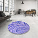 Round Patterned Mauve Purple Rug in a Office, pat2107pur