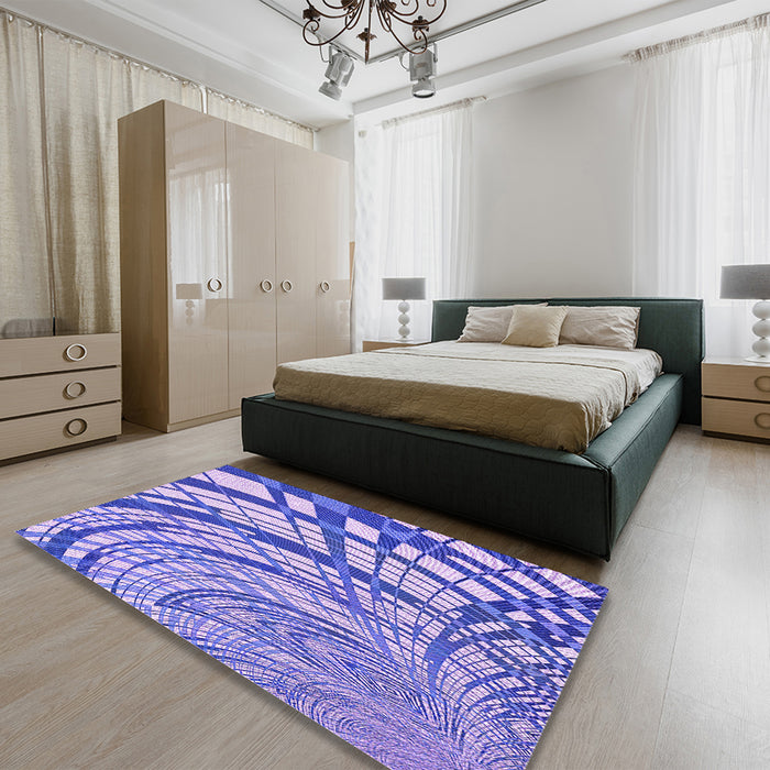 Round Machine Washable Transitional Mauve Purple Rug in a Office, wshpat2107pur