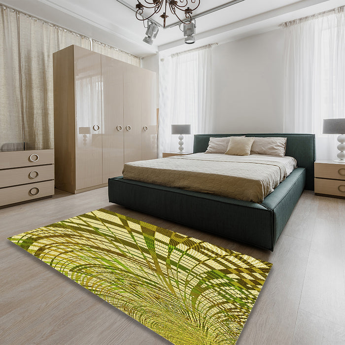 Patterned Oak Brown Rug in a Bedroom, pat2107yw
