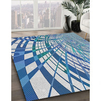 Patterned Coral Blue Novelty Rug, pat2107