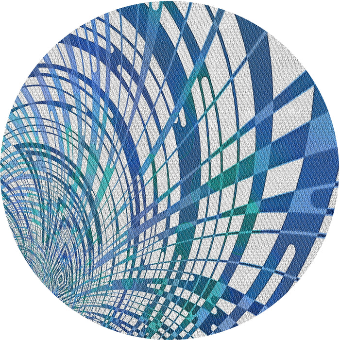 Square Machine Washable Transitional Coral Blue Rug, wshpat2107