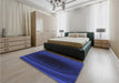 Patterned Blue Rug in a Bedroom, pat2108blu