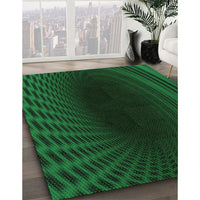 Patterned Dark Forest Green Rug, pat2108grn