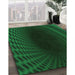 Patterned Dark Forest Green Rug in Family Room, pat2108grn