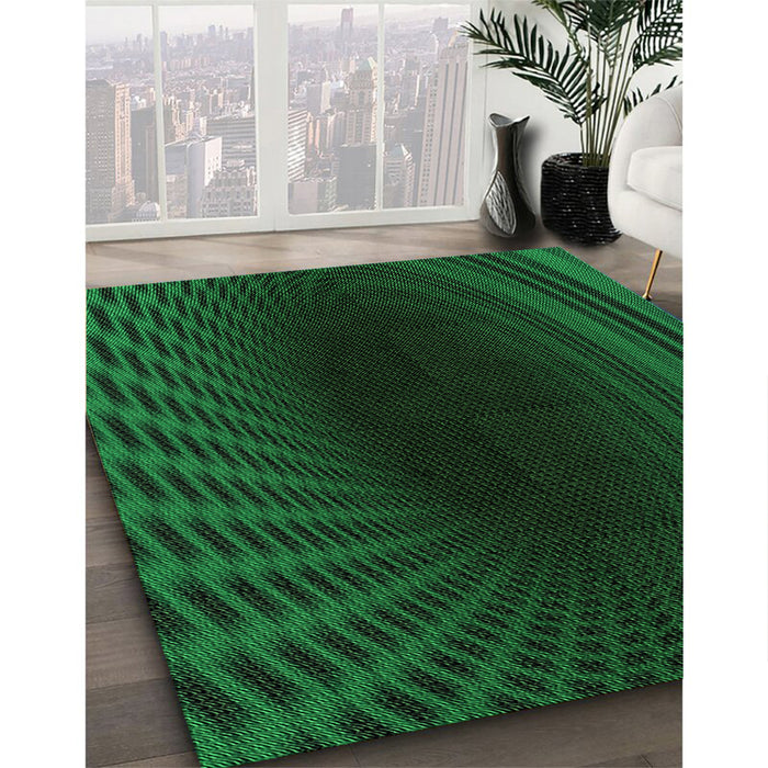 Machine Washable Transitional Dark Forest Green Rug in a Family Room, wshpat2108grn