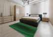 Patterned Dark Forest Green Rug in a Bedroom, pat2108grn