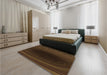 Patterned Dark Bronze Brown Rug in a Bedroom, pat2108org