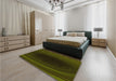 Patterned Olive Green Rug in a Bedroom, pat2108yw