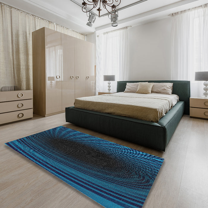Patterned Blue Novelty Rug in a Bedroom, pat2108
