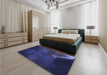 Patterned Royal Blue Rug in a Bedroom, pat2109blu