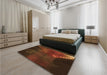 Patterned Mahogany Brown Rug in a Bedroom, pat2109org