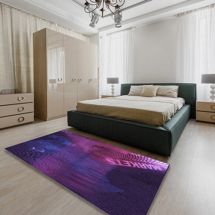 Patterned Dark Purple Rug in a Bedroom, pat2109pur