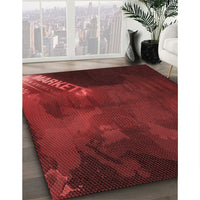 Patterned Dark Red Rug, pat2109rd