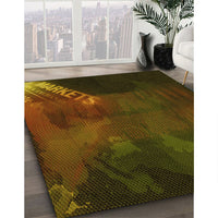 Patterned Dark Bronze Brown Rug, pat2109yw