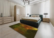 Patterned Dark Bronze Brown Rug in a Bedroom, pat2109yw