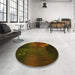 Round Patterned Dark Bronze Brown Rug in a Office, pat2109yw