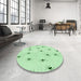 Round Patterned Mint Green Rug in a Office, pat211grn