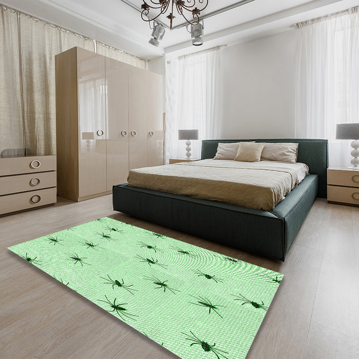Round Machine Washable Transitional Mint Green Rug in a Office, wshpat211grn