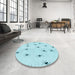 Round Patterned Diamond Blue Rug in a Office, pat211lblu