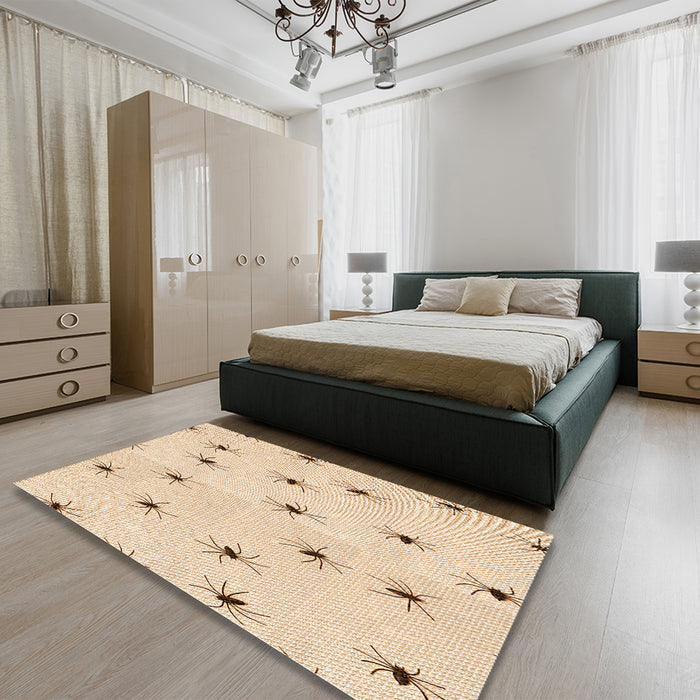 Patterned Moccasin Beige Rug in a Bedroom, pat211org