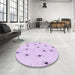 Round Patterned Bright Lilac Purple Rug in a Office, pat211pur