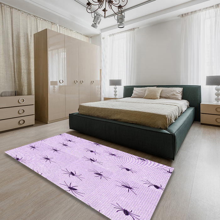 Patterned Bright Lilac Purple Rug in a Bedroom, pat211pur