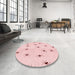 Round Patterned Light Coral Pink Rug in a Office, pat211rd