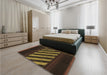 Patterned Black Brown Rug in a Bedroom, pat2110brn