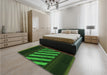 Patterned Dark Forest Green Rug in a Bedroom, pat2110grn