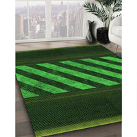 Patterned Dark Forest Green Rug, pat2110grn