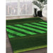 Patterned Dark Forest Green Rug in Family Room, pat2110grn