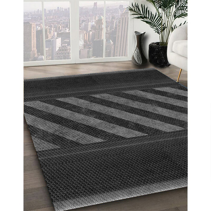 Patterned Carbon Gray Rug in Family Room, pat2110gry