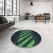 Round Patterned Dark Slate Grey Green Rug in a Office, pat2110lblu
