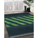 Patterned Dark Slate Grey Green Rug in Family Room, pat2110lblu
