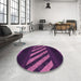 Round Patterned Orchid Purple Rug in a Office, pat2110pur