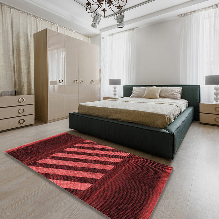 Patterned Maroon Red Rug in a Bedroom, pat2110rd