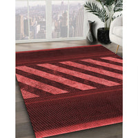 Patterned Maroon Red Rug, pat2110rd