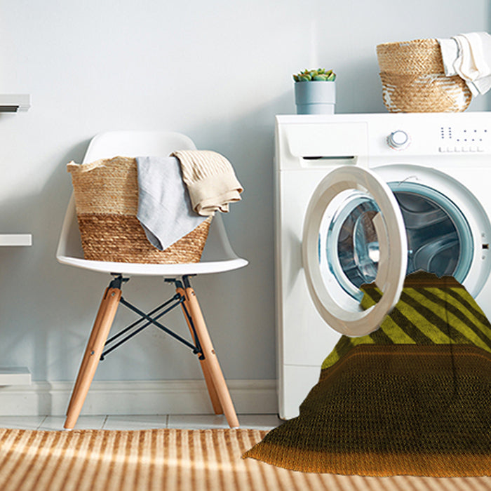 Machine Washable Transitional Dark Yellow Green Rug in a Washing Machine, wshpat2110yw