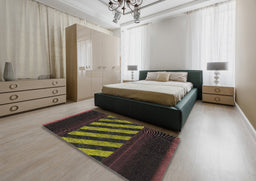 Patterned Brown Novelty Rug in a Bedroom, pat2110