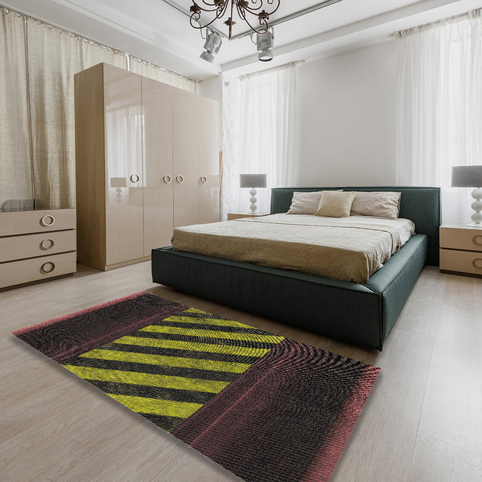 Patterned Brown Novelty Rug in a Bedroom, pat2110