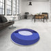 Round Patterned Jeans Blue Rug in a Office, pat2111blu